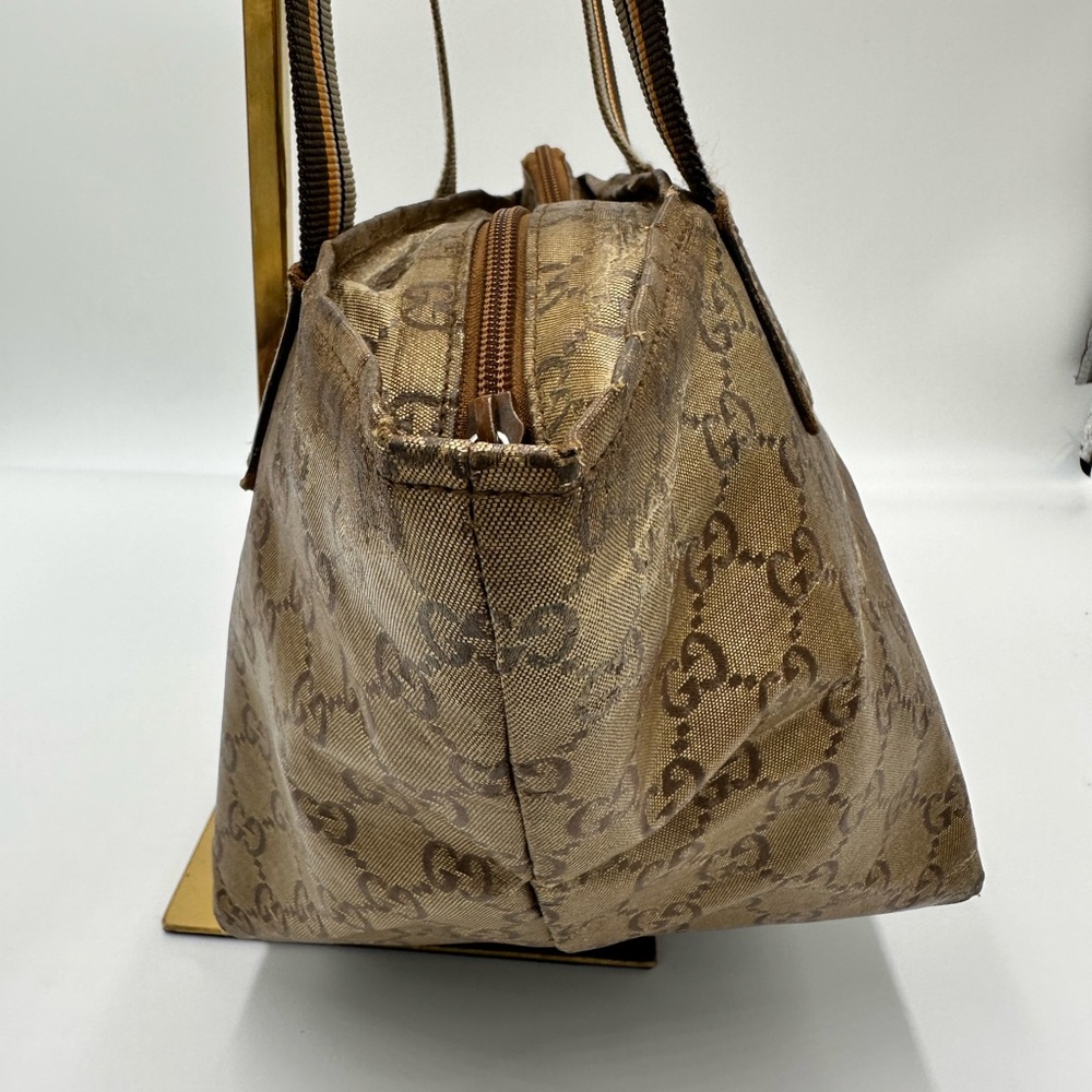 GUCCI GG Crystal Small Tote Bag Gold Gray Brown - Picture 5 of 15